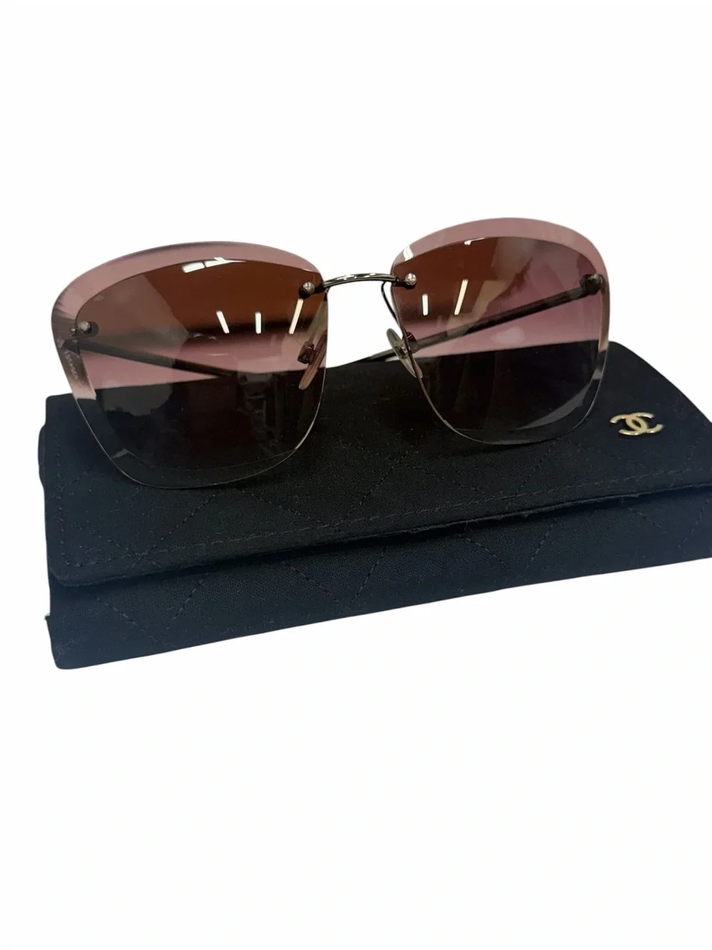 Authentic CHANEL Chanel 4221 Rimless Pink Gradient Sunglasses